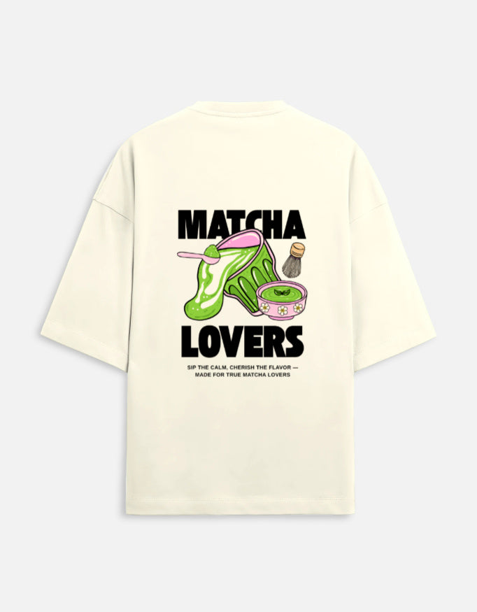 Knytra Matcha Lovers oversized t-shirt with bold matcha-inspired back graphic print