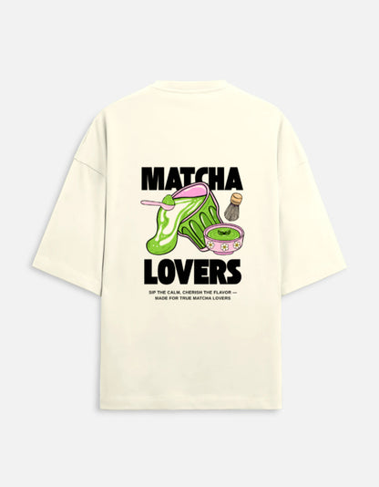Knytra Matcha Lovers oversized t-shirt with bold matcha-inspired back graphic print